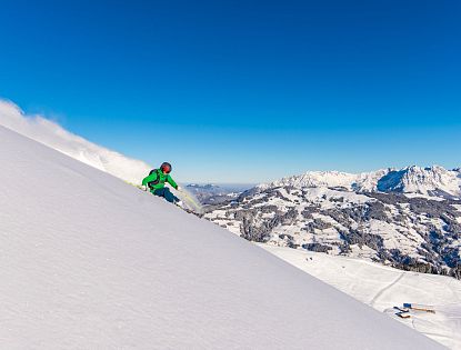 Freeride SkiWelt Westendorf mit Blick auf Wilder Kaiser