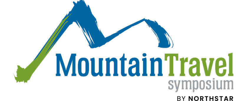 Logo Mountain Travel Symposium in blauer grüner Schrift