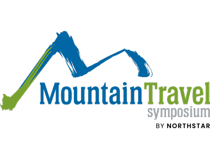 Logo Mountain Travel Symposium in blauer grüner Schrift