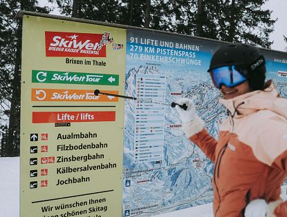 Pistenplan Übersichtstafel Wegweiser in SkiWelt Brixen