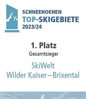 Auszeichnung von Schneehöhen zum Top-Skigebiet 2023/24 Gesamtsieger.