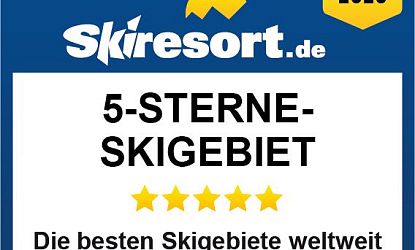 Skiresort.de zeichnet 2025 eines der besten Skigebiete weltweit als 5-Sterne-Skigebiet aus – höchste Bewertung für Qualität, Angebot und Service im internationalen Vergleich.