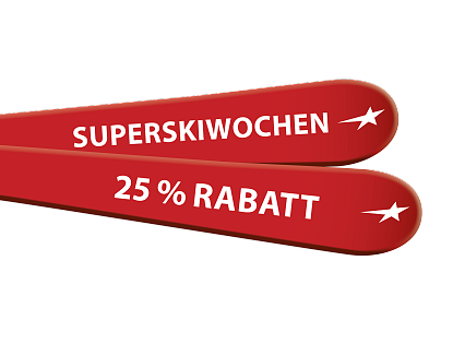 Skier mit der Ankündigung der SuperskiWochen.