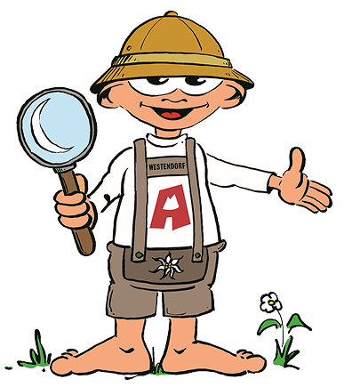 Mascot with magnifying glass