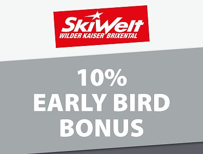 Grijze achtergrond met de tekst '10% Early Bird Bonus' in witte letters, verwijzend naar een korting voor vroege boekers.
