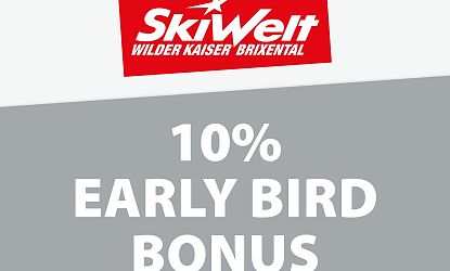 Grijze achtergrond met de tekst '10% Early Bird Bonus' in witte letters, verwijzend naar een korting voor vroege boekers.